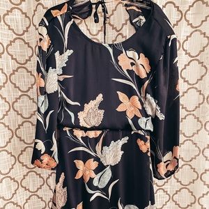 Lulu’s Navy Floral Midi Dress